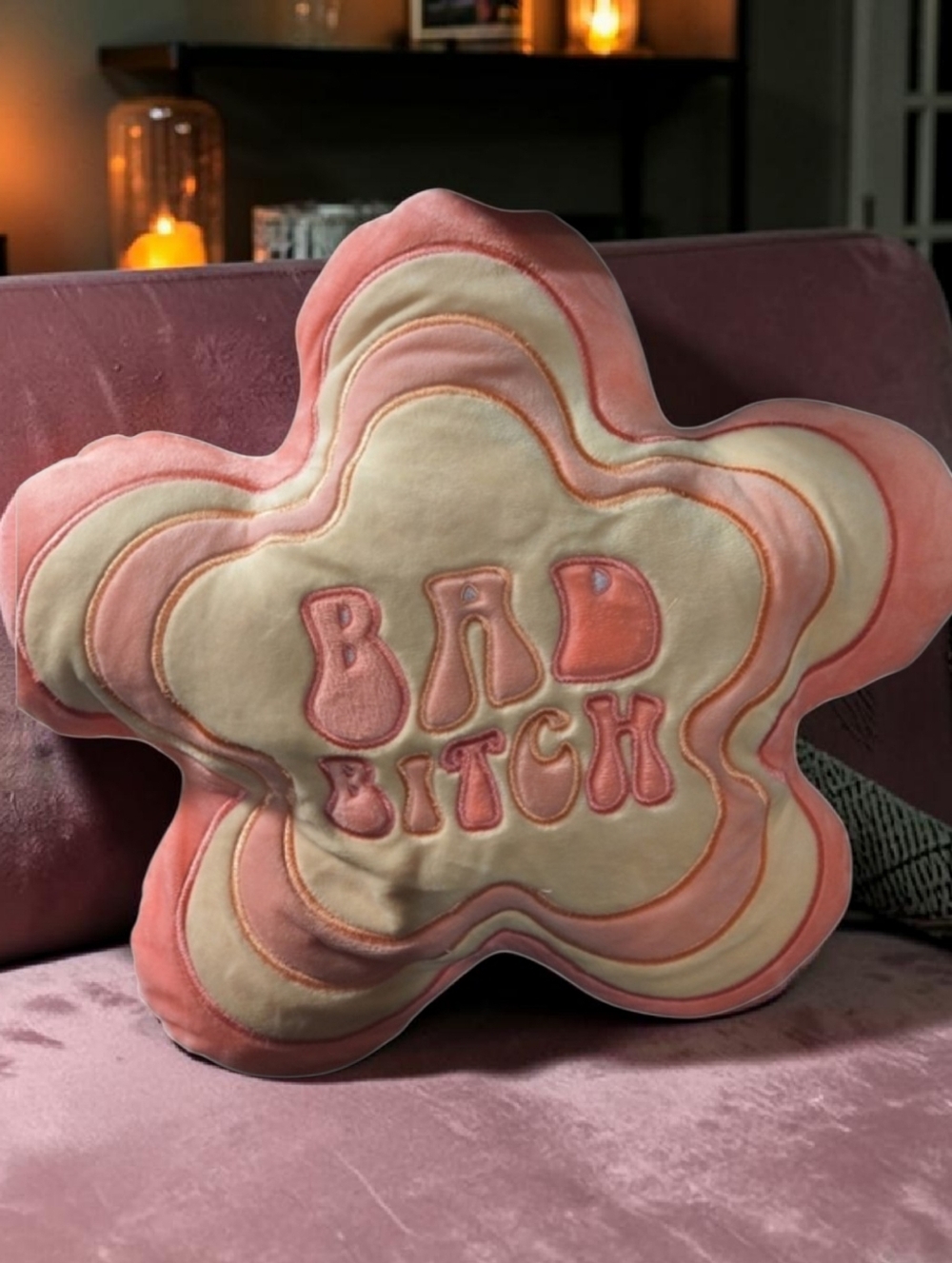 NWT Spencer's Chic Pink and Cream Bad Bitc# Novelty Pillow